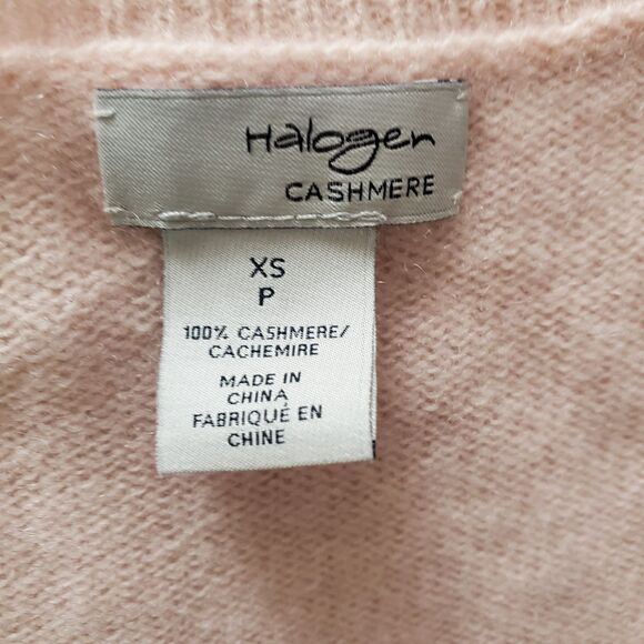 Halogen Nordstrom 100% Cashmere V-Neck Sweater Pink Blush XS Soft Cozy Luxury - Picture 6 of 8
